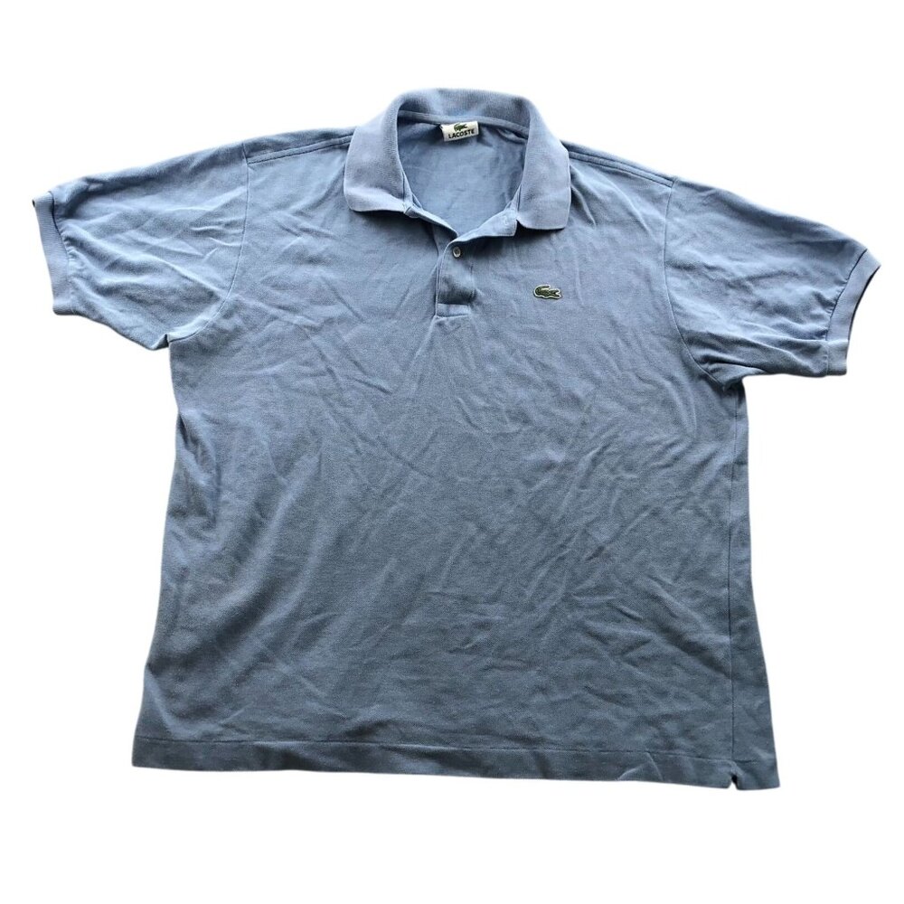 Lacoste Mens Polo Shirt Size 7 Light Blue Short Sleeve Cotton Casual Embroidered